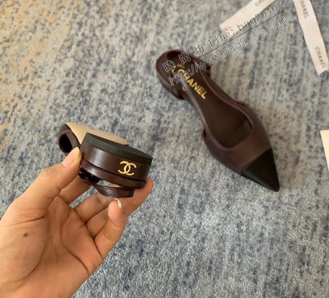 Chanel女鞋 香奈兒2020Cruise新款 小香單鞋 Chanel羊皮後空涼鞋  naq1125